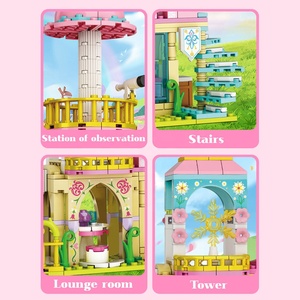 Cadeaux de noël princesse château bloc de construction ensemble Offre Spéciale dessin animé château bricolage assemblage jouet 3D Puzzle pour filles <span class=keywords><strong>maison</strong></span> de poupée - Product Image 3