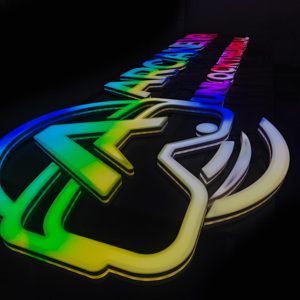 Hiệu ứng ngọn lửa ngoài trời Acrylic sinh nhật đảng ký hiệu ứng năng động LED ánh sáng óng ánh hiệu ứng RGB thay đổi màu sắc 3D logo chữ cái - Product Image 1