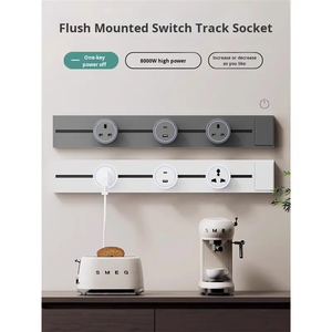 SIXWGH 40cm 32A <span class=keywords><strong>Prise</strong></span> encastrée sur rail haute puissance 8000W 3 prises IP22 étanche à la poussière 2 adaptateurs ports USB pour cuisine murale - Product Image 5