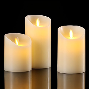Bougie LED sans flamme à piles, effet vacillant, en cire véritable ivoire, avec télécommande 10 touches - Product Image 3