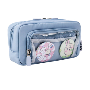 <b>Light</b> Blue Pencil Case With Clear <b>Window</b> And Cute Rabbit Design Stationery Bag - Product Image 2