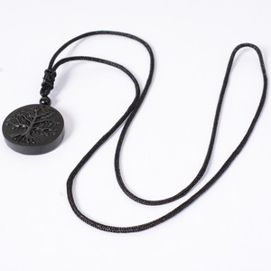 Pendentif Arbre de Vie en Obsidienne avec Chaîne en Corde - Style Viking, Bijou Unisexe pour Fête - Product Image 4