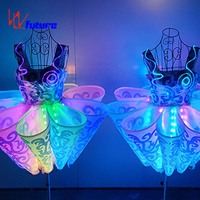 Gaun Tari Balet yang Dapat Diprogram dengan Remote Control, Pakaian Latihan Tari dengan Tutu Berlampu untuk Pertunjukan dan Resital