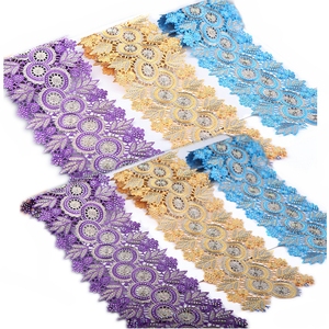 Wide Embroidered Handcrafts <strong>Net</strong> <strong>Lace</strong> <strong>Trim</strong> Ribbon With Rhinestones Wedding/Birthday Decorations Mesh Applique Sewing <strong>Lace</strong> - Product Image 1