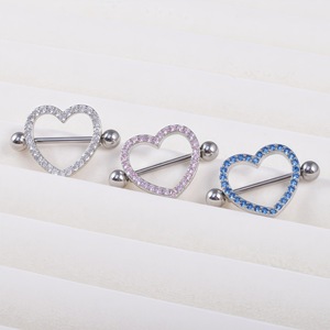 1 pièce d'accessoires sexuels pour femmes Anneau de téton double diamant en forme de cœur Piercing corporel sexy Anneau de téton en acier inoxydable Bijoux - Product Image 6