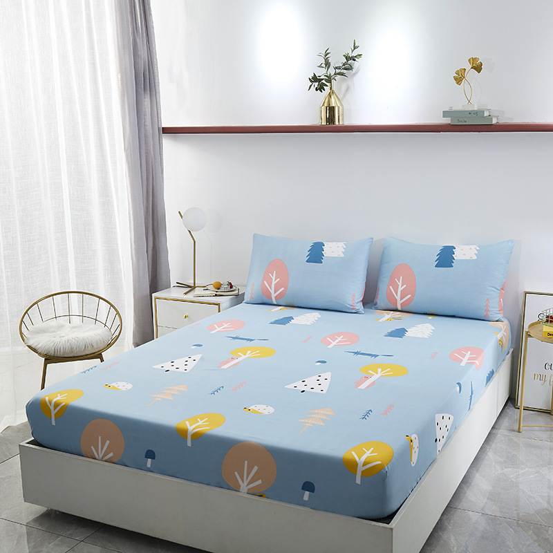 1 шт. хлопковая натяжная простыня с принтом, наматрасник, простыня для кровати с четырьмя углами и эластичной лентой, простыня (без наволочек), постельное белье
