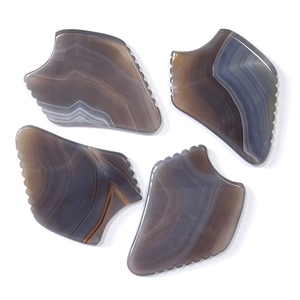 Natural Agate Gua Sha Scraping Massage Tool, Irregular Shape Facial & Body Gua Sha Board with Ridges - Product Image 5