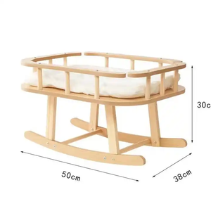 Best Selling Luxury Rectangle Wooden Rocking Pet <b>Bed</b> Premium Furniture in Carton Packaging - Product Image 3