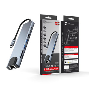 HUB multiport <span class=keywords><strong>USB</strong></span> C Adaptateur multiport Hdtv 4K 30Hz <span class=keywords><strong>4</strong></span> <span class=keywords><strong>USB</strong></span> 3.0 Hub 8 Port <span class=keywords><strong>Dock</strong></span> Station pour ordinateur portable Splitter - Product Image 1