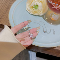 Nouveau collier ras-du-cou en cuivre de style coréen, avec pendentif cœur rose doux et zircon, pour femme, luxe léger, haut de gamme, tendance