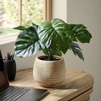 Sentuhan asli alami plastik buatan kecil phildendron Monstera daun Pot pohon Split Philo daun dalam Pot
