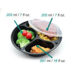 Contenitore per la preparazione dei pasti per la conservazione degli alimenti in plastica per lavastoviglie a microonde con 3 scomparti