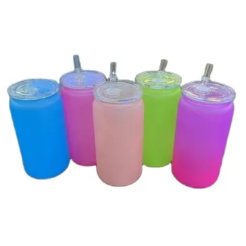 Bán buôn tùy chỉnh mùa hè nóng bán đầy màu sắc Gradient cốc nhựa thời trang nước trái cây cốc với rơm chi phí thấp lạnh uống chai