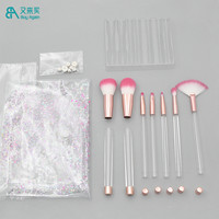 Ensembles d'outils de maquillage en gros filles cadeau ensemble d'idées 7 pièces clair transparent manche vide pinceaux de maquillage bricolage maquillage pinceau ensemble