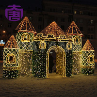 Décorations lumineuses de Noël personnalisées en 3D pour extérieur, motif maison de bonbons de Père Noël, pour la décoration des centres commerciaux
