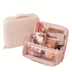 Nueva Bolsa de Cosméticos Multifuncional de Gran Capacidad, Portátil, para Mujer, con Diseño Vertical y Cierre Resistente al Agua - Product Image 1