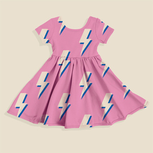 Abito da Festa per Bambine Ruidian con Stampa Personalizzata, Vestito Principessa a Maniche Corte con Motivo a Spirale per Eventi Autunnali ed Estivi - Product Image 3