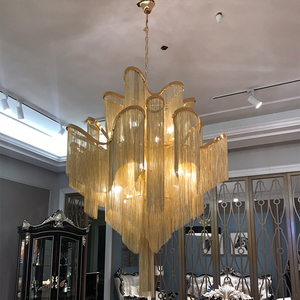 Lustre de luxo moderno suspensão luminária corrente alumínio pingente lâmpada borla lustres luz pingentes modernos - Product Image 1