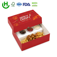 Boîte alimentaire en carton blanc sur mesure Hongchang avec compartiment à sauce, boîte en deux parties pour salade et emballage d'aliments sains