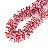 Red and white wide wire Tinsel Garland for Xmas Indoor Holiday Halloween and Valentine's day Decoration