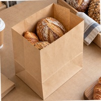 Sacs en papier kraft SOS imprimés sur mesure sans poignées pour l'emballage alimentaire de type charcuterie à fond carré, vente en gros, approvisionnement B2B