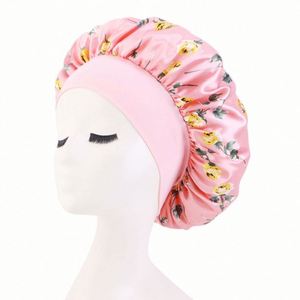 Bonnet de nuit en satin imprimé papillon avec large bande élastique, couvre-chef de nuit doux, turbans pour femmes et filles - Promotion - Product Image 4