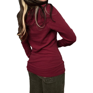 Camiseta de Manga Larga con Estampado de Letras Estilo Urbano Americano para Mujer, Color Sólido, Corte Ajustado, Informal, Básica - Product Image 4