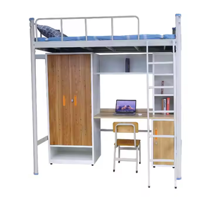 Sinh viên ký túc xá kim loại giường tầng với bàn và tủ quần áo và kệ sách - Product Image 4