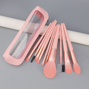 Set de 10 Brochas de Maquillaje con Mango de Madera Rosa, Veganas, de Pelo Suave, con Logotipo Personalizado, para Base, Corrector, Rubor, con Bolsa - Product Image 4