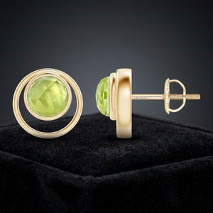 Pendientes de lujo con peridoto y engaste de bisel, joyería de boda para mujer, oro de 10K, 14K, 18K, plata 925, 935, para uso diario. - Product Image 1