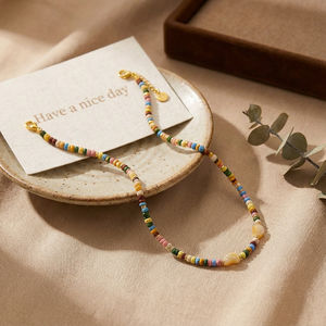 Bingxin Jewelry, Nueva Colección, Collar Retro con Cuentas de Jade Amarillo Geométrico y Lava Colorida, Regalo Cristiano para Mujer - Product Image 4