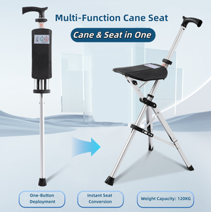 Ultra-Light Aluminum Alloy Electric Crutch <b>Stool</b> Portable Folding Multifunctional Non-Slip Belt Elderly Cane Chair - Product Image 1
