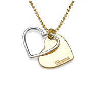 Collier personnalisé avec nom en argent pour femmes, pendentif à Double cœur, bijoux avec lettres initiales à la mode
