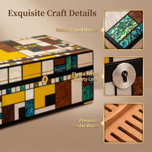 Humidor <span class=keywords><strong>de</strong></span> <span class=keywords><strong>Cedro</strong></span> Lacado <span class=keywords><strong>de</strong></span> Estilo Vintage con Termómetro y Humidificador, <span class=keywords><strong>de</strong></span> Lujo, para Mesa, Capacidad para 100 Cigarros, <span class=keywords><strong>Precio</strong></span> <span class=keywords><strong>de</strong></span> Fábrica JH - Product Image 4