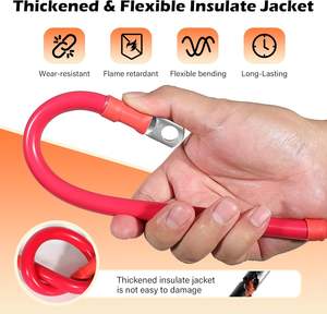 <span class=keywords><strong>สาย</strong></span>แบตเตอรี่ขนาด 2 เกจ AWG ยาว 2 ฟุต สีดำ+2 ฟุต สีแดง ชุดสายไฟทองแดงแท้สำหรับอินเวอร์เตอร์ พร้อมหัวต่อขนาด 3/8 นิ้วทั้งสองด้าน - Product Image 3