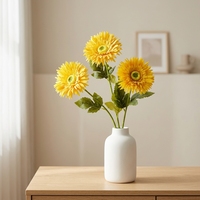 Tiges de fleurs de chrysanthème artificielles en soie, 3 têtes, fausses fleurs artisanales, longue durée, pour la maison, la Saint-Valentin, Thanksgiving