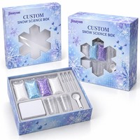 Boîte cadeau personnalisée avec logo de Noël SNOW SCIENCE, base et couvercle rigides, fenêtre transparente en PVC, impression CMYK et laminage brillant