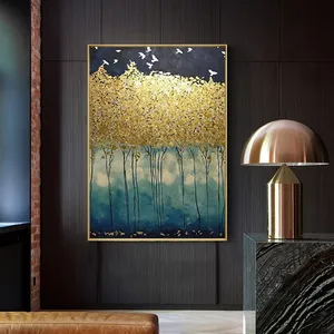 高品质现代烫金抽象风格墙艺术装饰和PS框架手绘图片到绘画