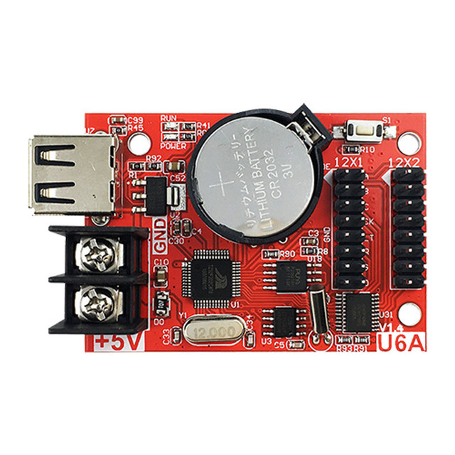 Technology HD-U6A Single Dual Color LED Display Control Card Outdoor Scrolling Text Advertising Board USB Motherboard