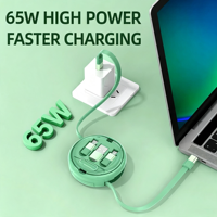 Kit de câbles de données rétractables multifonctionnels en cuivre pur 6-en-1 USB 3.0 à charge rapide PD 60W, 4 vitesses réglables, vente en gros 2026