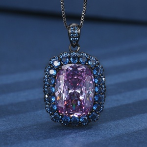 High Quality Eco-friendly Brass 12*16mm Colored Cubic Zirconia Black Gold Plated Luxury Pendant Set Jewelry Set - Product Image 5