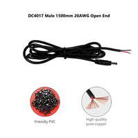 Câble d'alimentation mâle DC4017, 1,5 m, 20AWG, 2 conducteurs, pour lampe à ongles UV LED, sécheuse de manucure