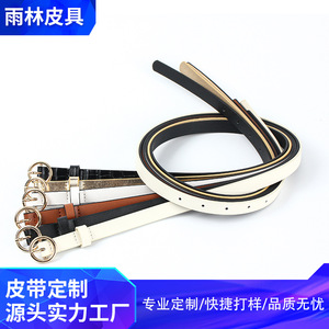 Ceintures fines en cuir PU pour femmes avec boucle dorée, style professionnel, logo personnalisable pour cadeaux d'entreprise - Product Image 5