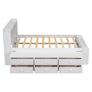 White Children's <b>Storage</b> Bed With Bookshelf And Drawers Multi Functional Bed For Bedroom <b>Kids</b> Furniture - Product Image 5