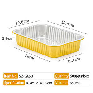 กล่องอาหารอะลูมิเนียมฟอยล์แบบใช้แล้วทิ้ง รูปทรงสี่เหลี่ยมผืนผ้า ขนาด 650 มล. สำหรับใส่อาหารกลับบ้าน - Product Image 4