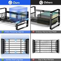 Distributeur organisateur d'évier de cuisine en métal avec plateau de vidange amovible Porte-éponge portable et porte-outil