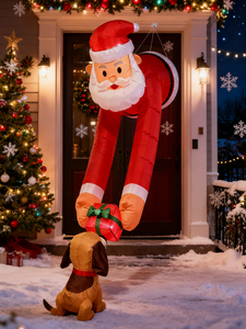 Papai Noel Inflável de <span class=keywords><strong>7</strong></span> pés para Exterior com Luzes LED, Papai Noel Gigante Inflável para Decoração de Festa de Natal, Infláveis Grandes com Ventilador - Product Image 1