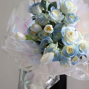 Papier d'emballage en cellophane irisé brillant, 50x70cm/pièce, 10 pièces/lot, papier d'emballage en plastique imperméable pour fleurs, pour fleuriste - Product Image 6