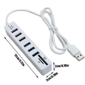 2025 <span class=keywords><strong>USB</strong></span> 2.0集线器6端口集线器多分离器端口100厘米长电缆多扩展器适用于笔记本电脑<span class=keywords><strong>USB</strong></span>适配器附件 - Product Image 2