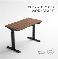 Bureau électrique réglable en hauteur 120x60cm, plateau en panneau de particules de 16mm, structure en acier laminé à froid avec revêtement en poudre, charge maximale 70kg, 100-240V, 3 mémoires